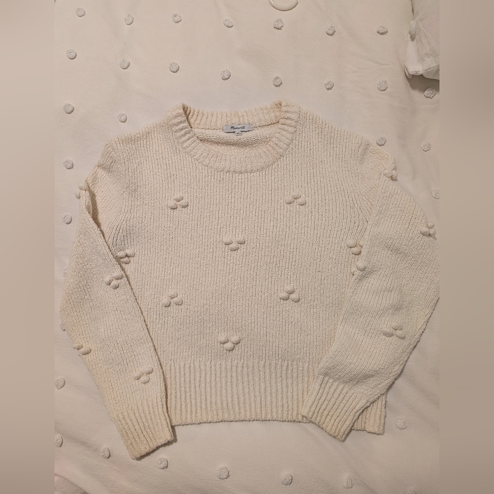 Madewell Cream Textured Crew Neck Sweater
